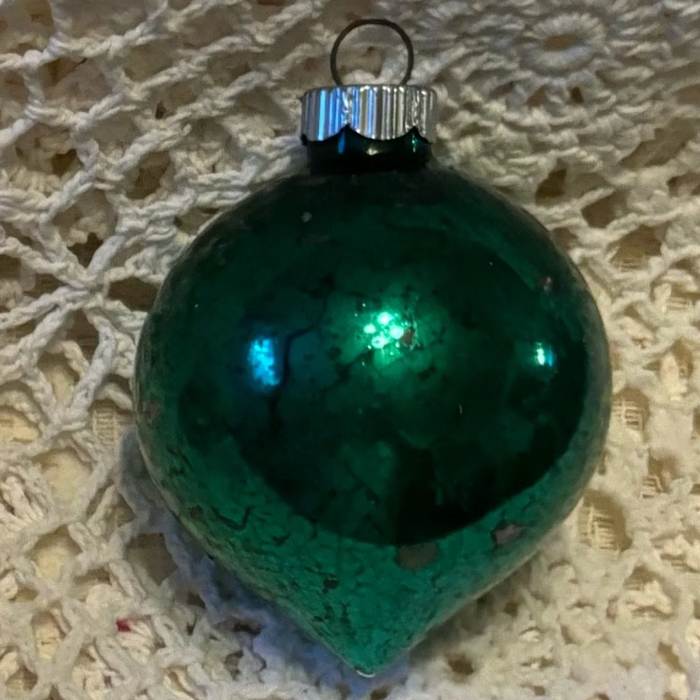 Shiny Brite Vintage Christmas Ornaments Set Mercury Glass Gold Green White Red